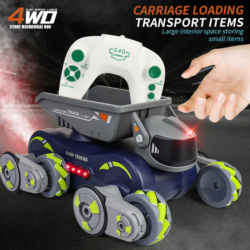2.4GHz Remote Control Transforming Stunt Car with Spray Mist, Lights, Music & Electronic Pet Toy for Kids