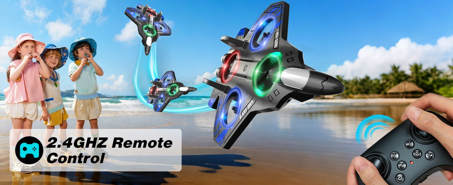 X25 Fighter Aircraft Plane Jet with 2 Batteries | Gravity Sensor RC Jet, 360° Flip, LED Lights, Rechargeable Toy description image 5