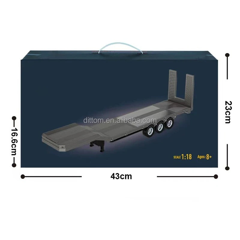 Huina 1502 Official - 1:18 Scale RC Flatbed Semi Trailer for Huina 1501 Scania 770S, 3-Axle Heavy Haul Trailer with Electric Landing Legs, Powered Tailboard & Rechargeable RTR Design description image 5