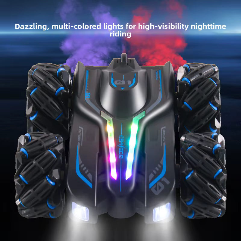 4WD RC Drift Stunt Car with Dual Spray Mist, LED Lights & High Speed Remote Control Toy for Kids (Dual Remote)