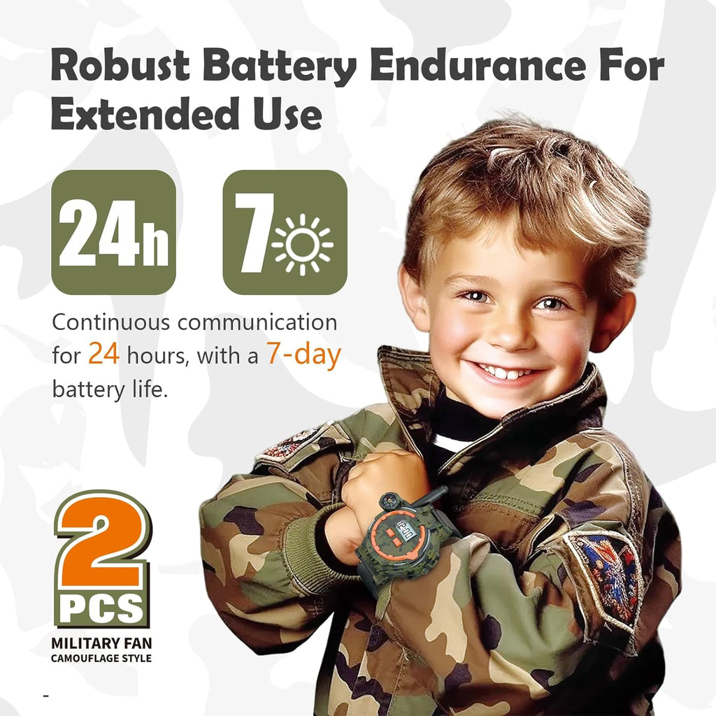 200M Long Range Walkie Talkie Watch Set for Kids with Flashlight, Compass & 2-Way Communication