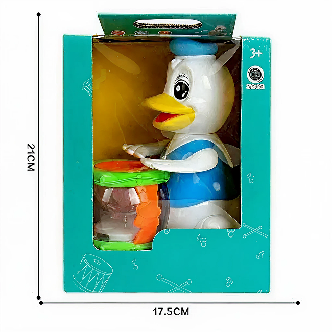 Musical Drumming Duck Toy with LED Light-Up Drum, Rhythm Sounds, Flashing Lights & Animated Drum Beat Action for Kids 3+ Years