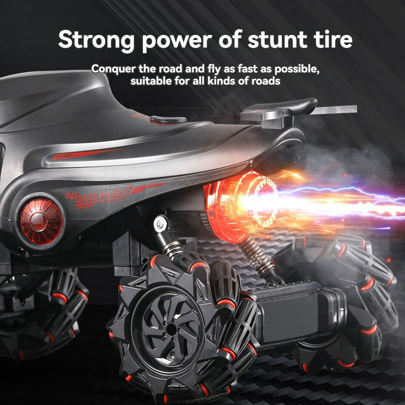 2.4GHz Shark Spray 4WD RC Stunt Car with Drift Racing, Climbing Action, LED Lights & Spray Mist Effects