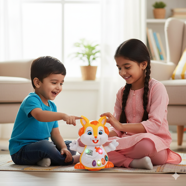 Dancing Squirrel Musical Toy with Baby Squirrel, Colorful Lights, Music & Interactive Dance Action for Kids 3+ Years