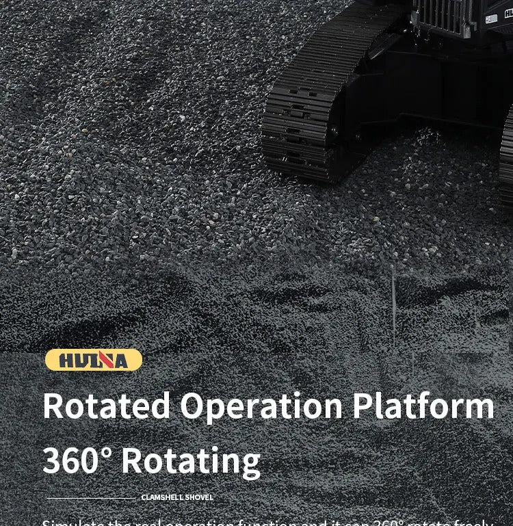 Huina 1594 - 1:14 RC Excavator 22CH Alloy Metal Construction Truck 2.4GHz 360° Remote Control Engineering Digger Toy description image 6