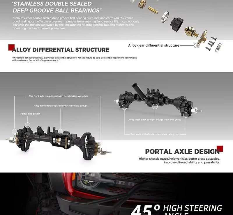 WLTOYS 104020 - 1:10 RC Rock Crawler | 4WD 2.4GHz Full Proportional Off-Road Climbing Truck with LED Lights & Scale Body description image 6