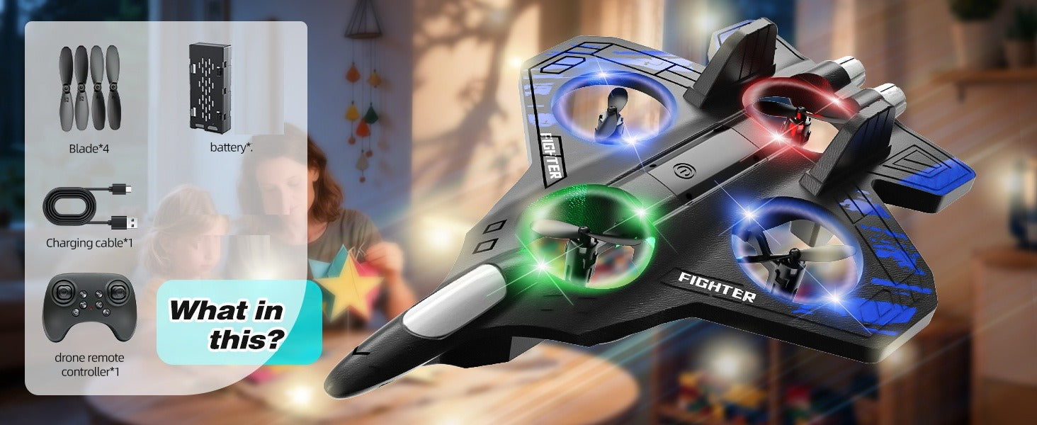 X25 Fighter Aircraft Plane Jet with 2 Batteries | Gravity Sensor RC Jet, 360° Flip, LED Lights, Rechargeable Toy description image 6