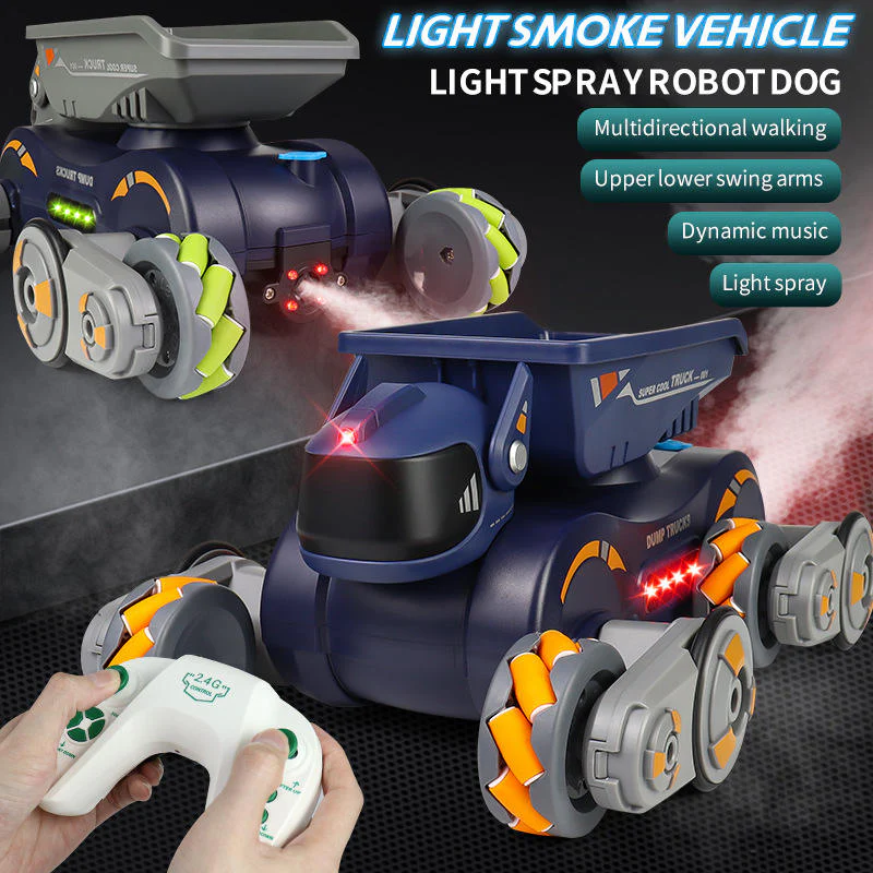 2.4GHz Remote Control Transforming Stunt Car with Spray Mist, Lights, Music & Electronic Pet Toy for Kids