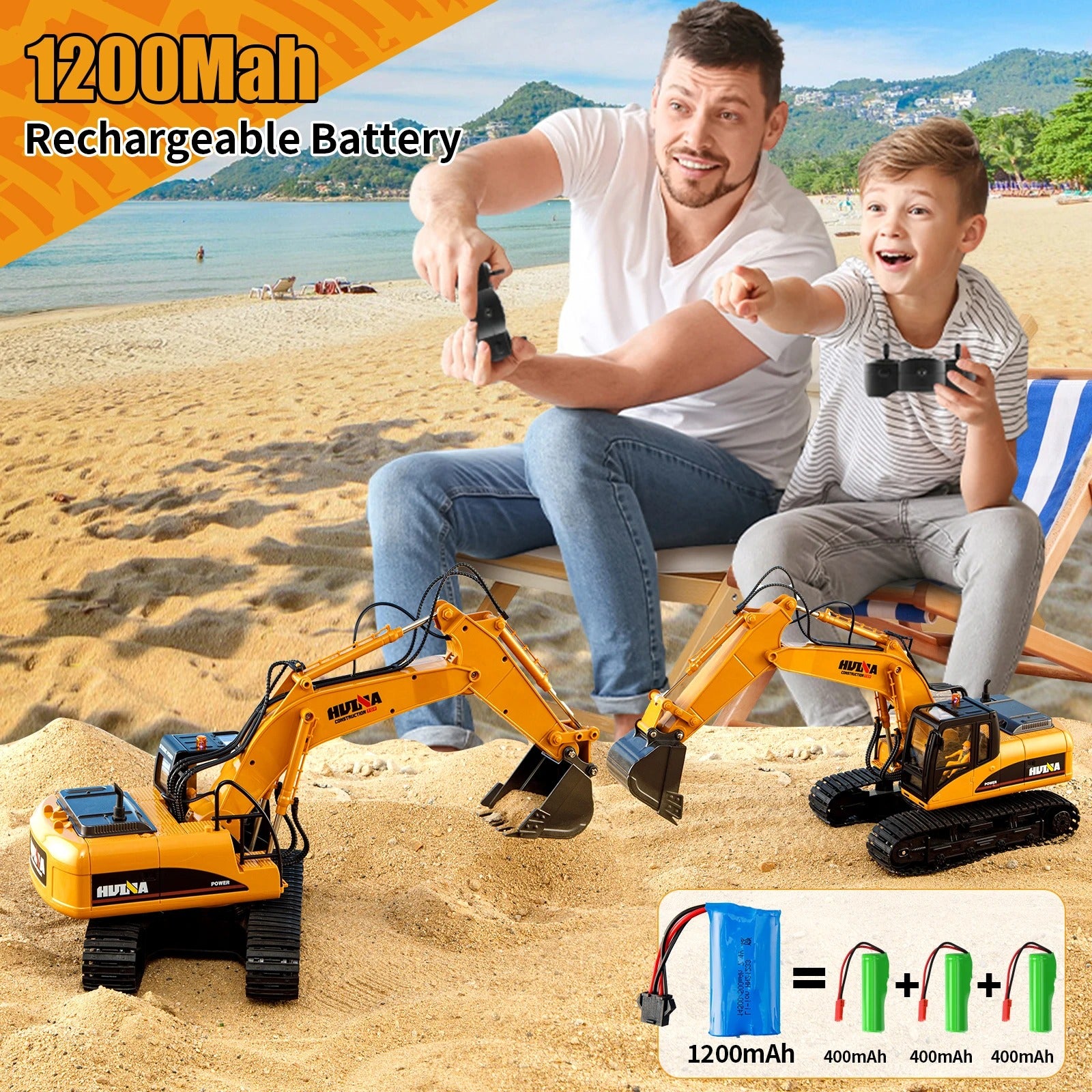 HUINA 1535 - 1:14 Scale 15ch RC Die-cast RC Excavator Construction Truck Toys Radio Control Toy Alloy Engineering Excavator description image 6