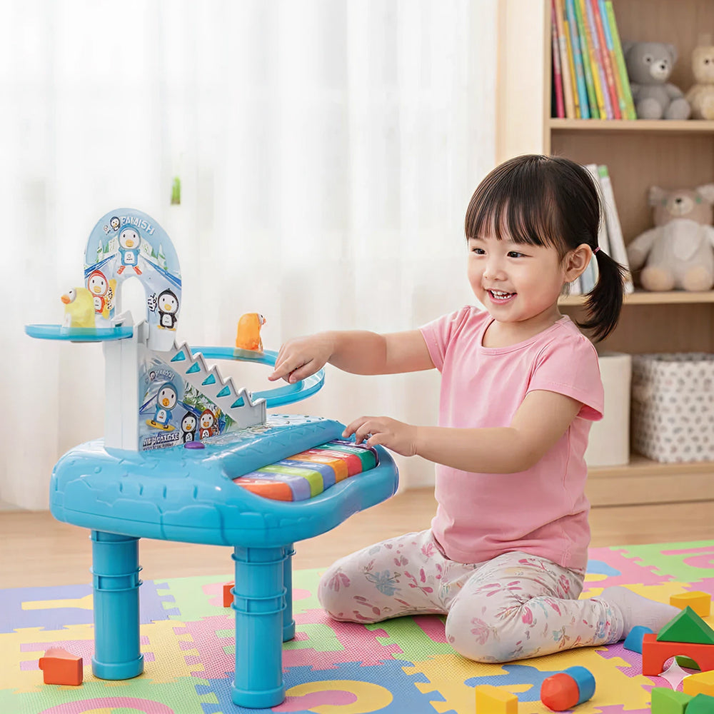 Penguin Climbing Stairs Musical Piano Toy with Moving Track, Lights & Sound | Educational Activity Toy for Kids 3+ Years