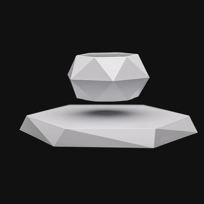 Magnetic Levitating Flower Pot - White
