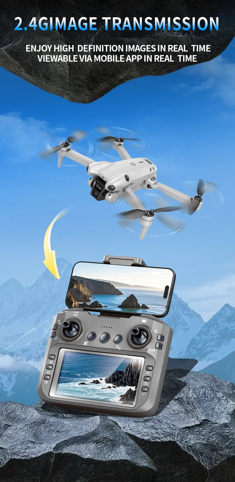 DJW M4 Ultra Foldable Dual Camera Drone with 4.3
