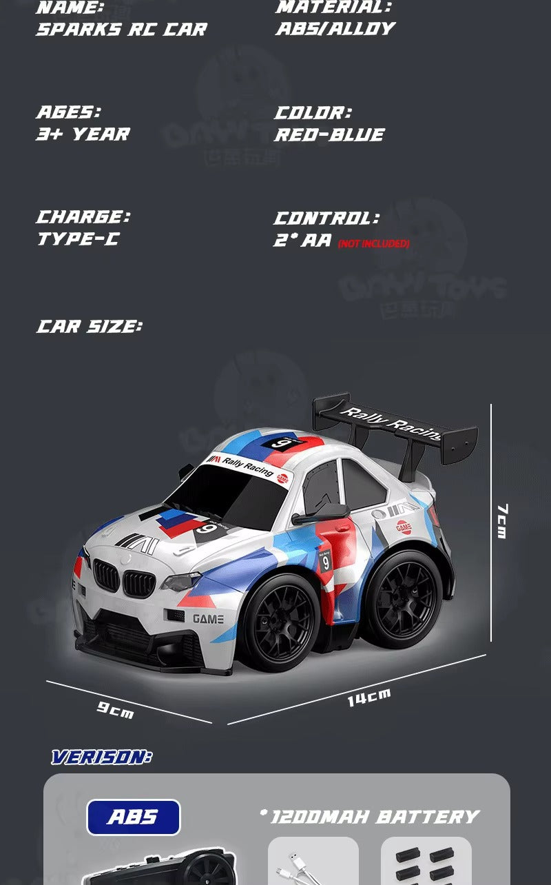 SM4 BMW M4 - Short Axis Spark Drift RC Car 2.4GHz Remote Control Racing Car with LED Lights, Spark Effect, Drift Tires, Rechargeable High Speed RC Car for Kids description image 6