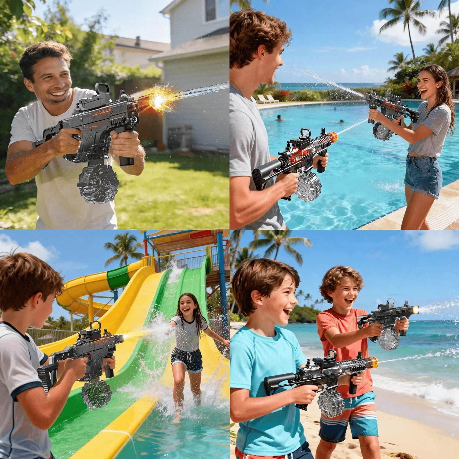 ARPG Electric Water Gun with 600ml Water Tank, 800mAh Rechargeable Battery, Flashing Muzzle & Scope, Automatic Water Blaster Toy with Modular Accessories for Outdoor Water Battles description image 6