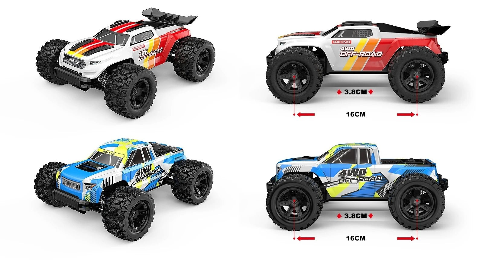 MJX Hyper Go 18208 - 1:18 Scale 4WD RC Off-Road Monster Truck with 2.4GHz Remote Control, 30KM/H High-Speed Racing Car, 380 Brushed Motor, 7.4V Rechargeable Battery, Ready-to-Run for Kids & Adults description image 6