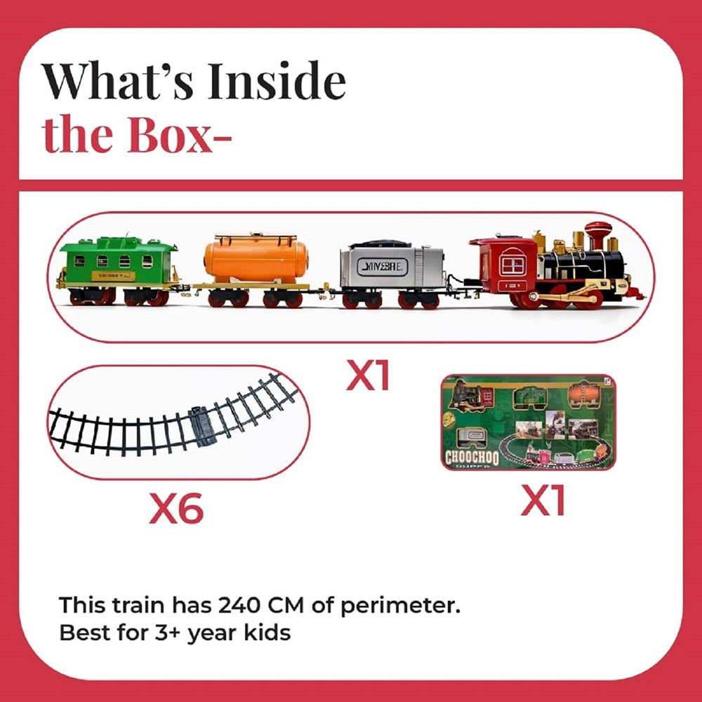 Classic Steam Train Set with Track - Choo Choo Super Locomotive Toy with Passenger & Cargo Cars - NO.19020B