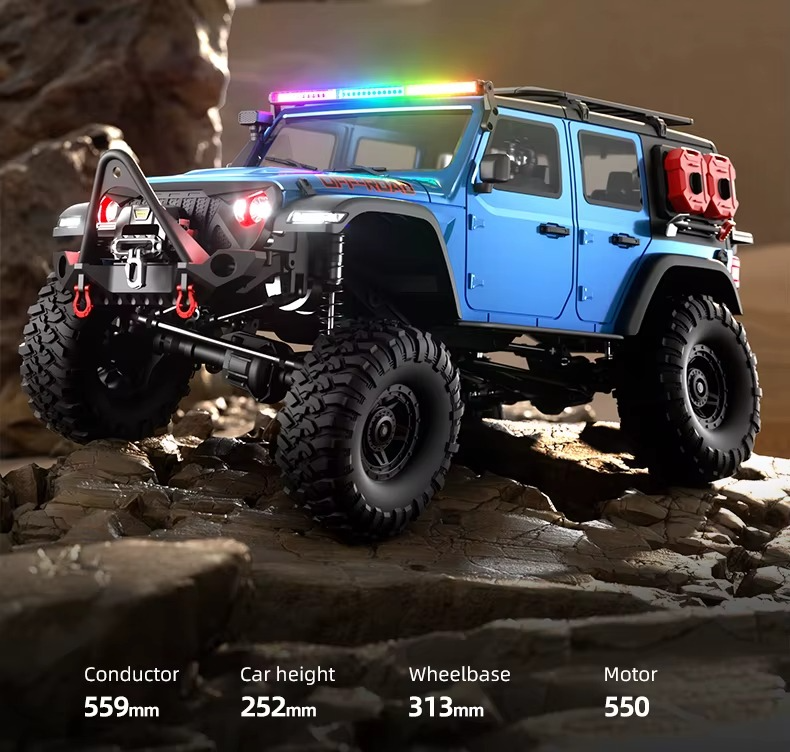 HB Toys R1012 - 1:10 4WD RC Rock Crawler Truck | Full Proportional Off-Road Climbing Car with 550 Motor, 2.4GHz Remote, LED Lights description image 7
