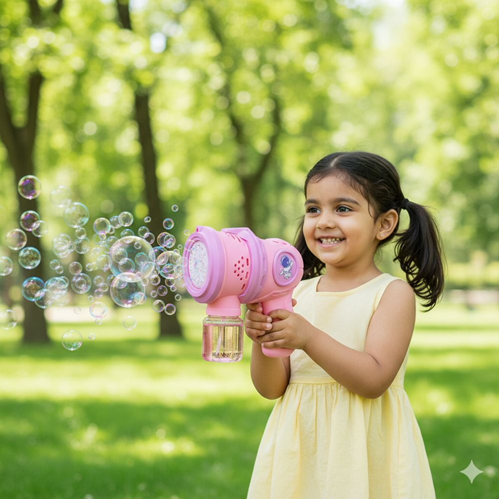 Space Bubble Gun Toy for Kids | Manual Bubble Blaster for Outdoor Play, Parties & Summer Fun
