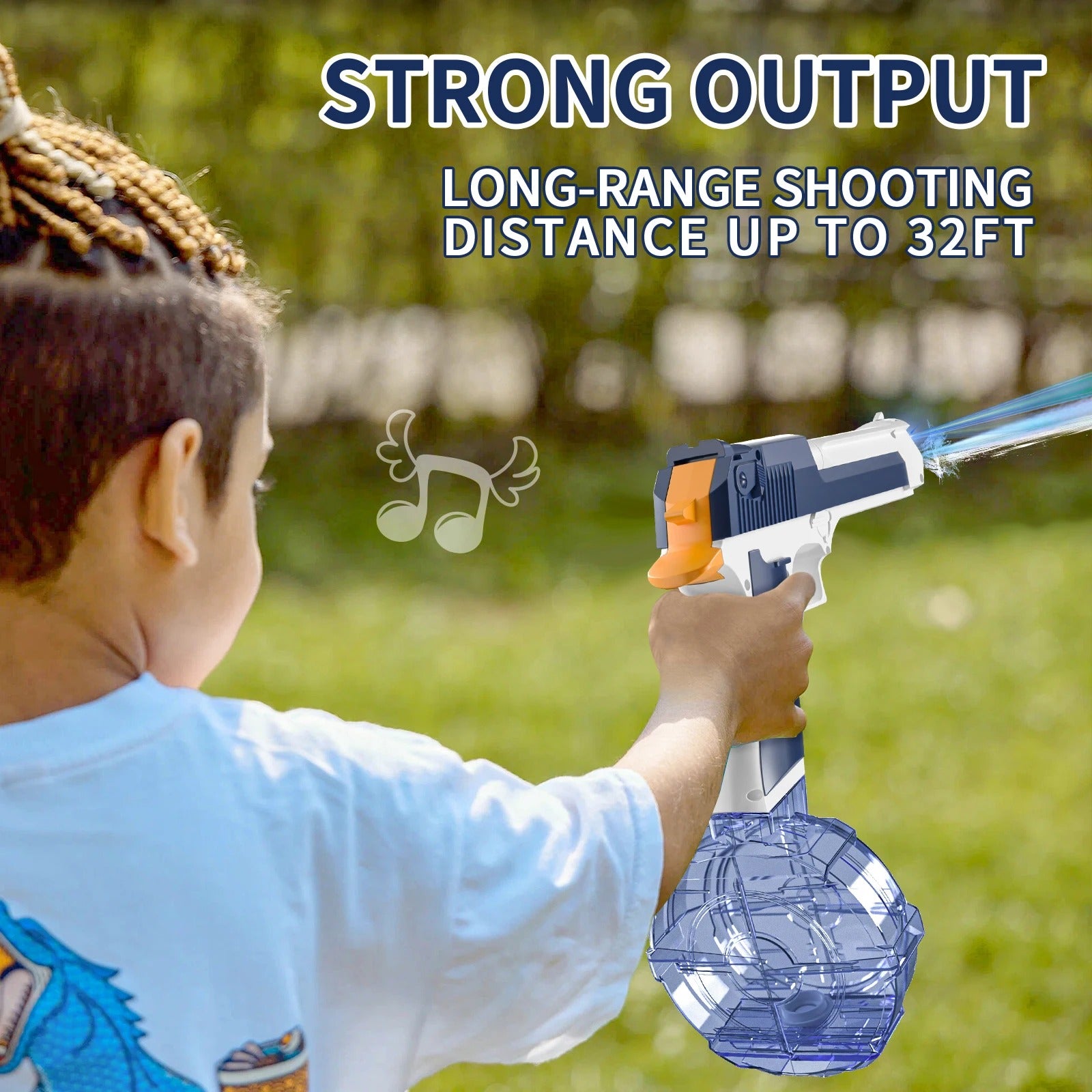 Electric Water Gun 434CC High-Capacity Rechargeable Water Blaster with Drum & Stick Magazines, LED Light, One-Touch Tank Release, Waterproof Design for Kids & Outdoor Fun - CY040 description image 7