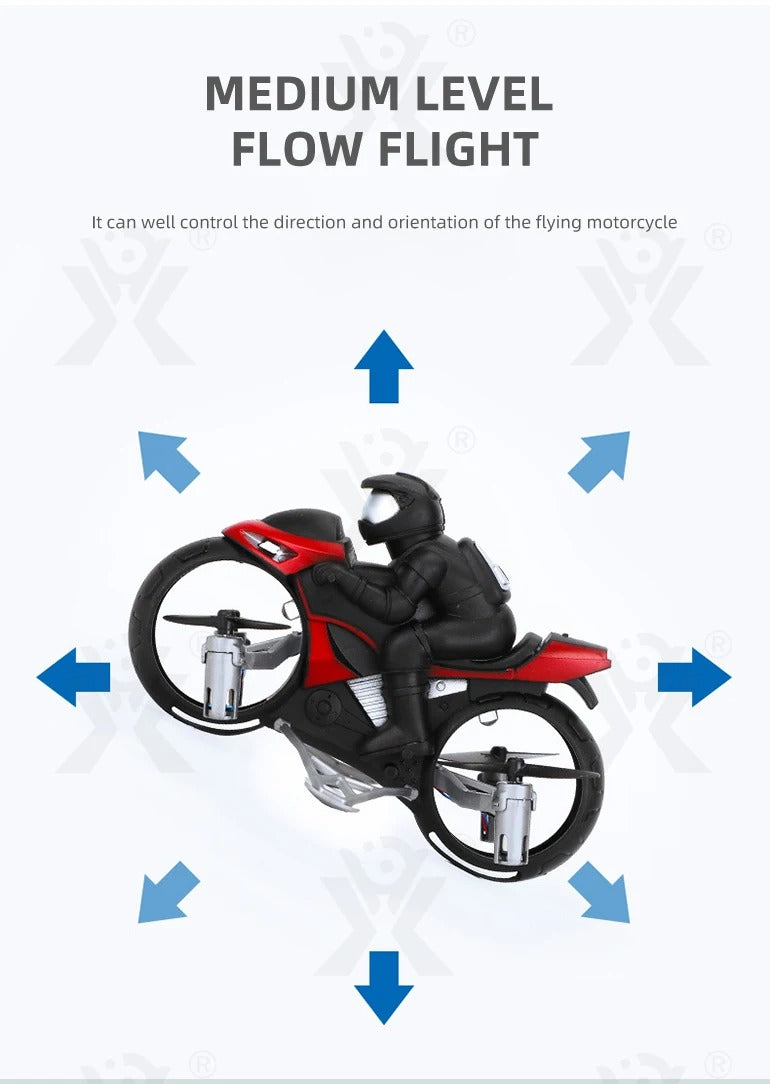 AF903 2-in-1 RC Flying Motorcycle Toy | 2.4GHz Land & Air Quadcopter with 360° Flips, LED Lights & Rechargeable Battery description image 7