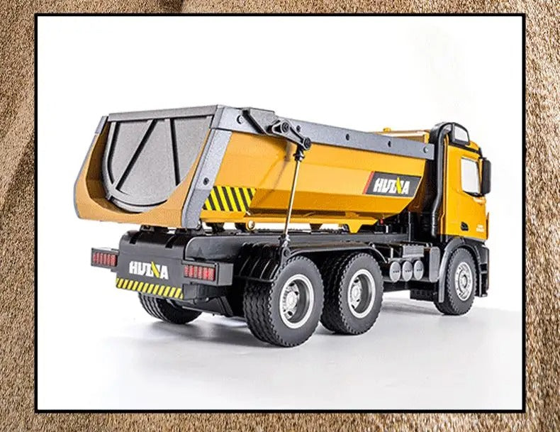 Huina 1573 - 1:14 RC Dump Truck - 2.4GHz Full Function Heavy Duty Construction Tipper with Realistic Dump Bed & LED Lights description image 7