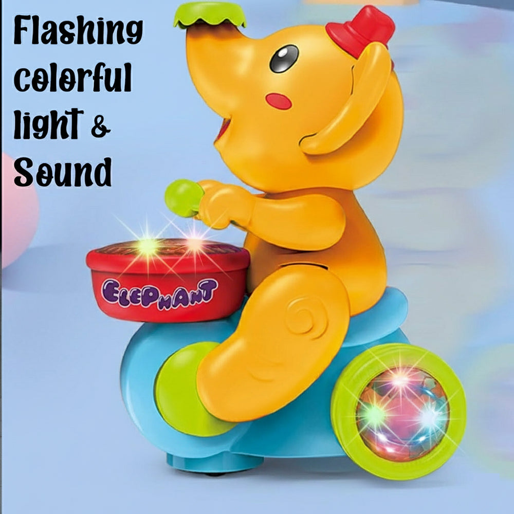 Musical Elephant Toy with Drum & Ball for Kids | Light, Sound & Rolling Action Toy for Early Learning Fun