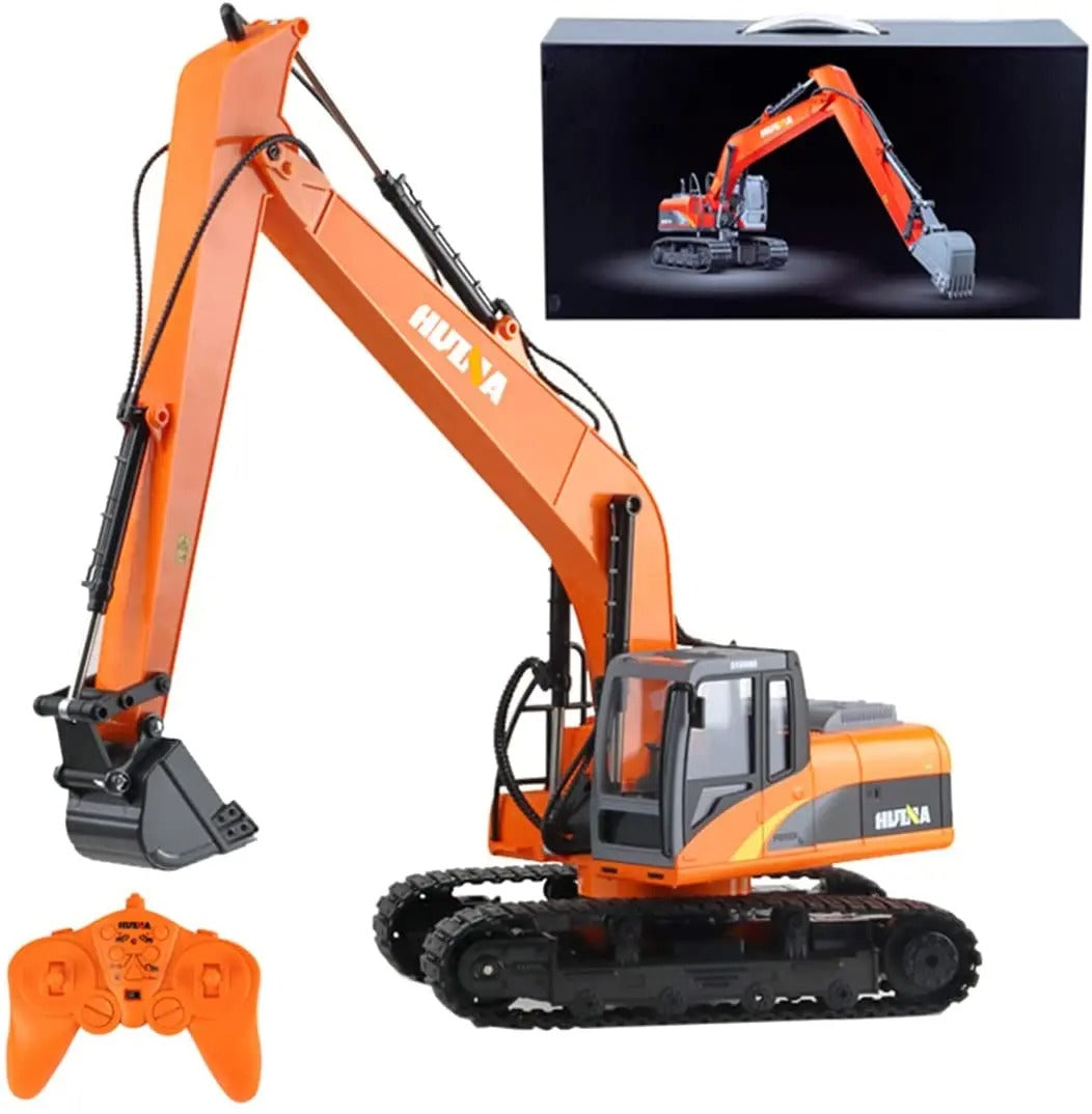Huina 1551 - 1:14 RC Long Arm Excavator | 2.4GHz 15CH Alloy Construction Digger with Metal Bucket, Lights & Sound description image 7