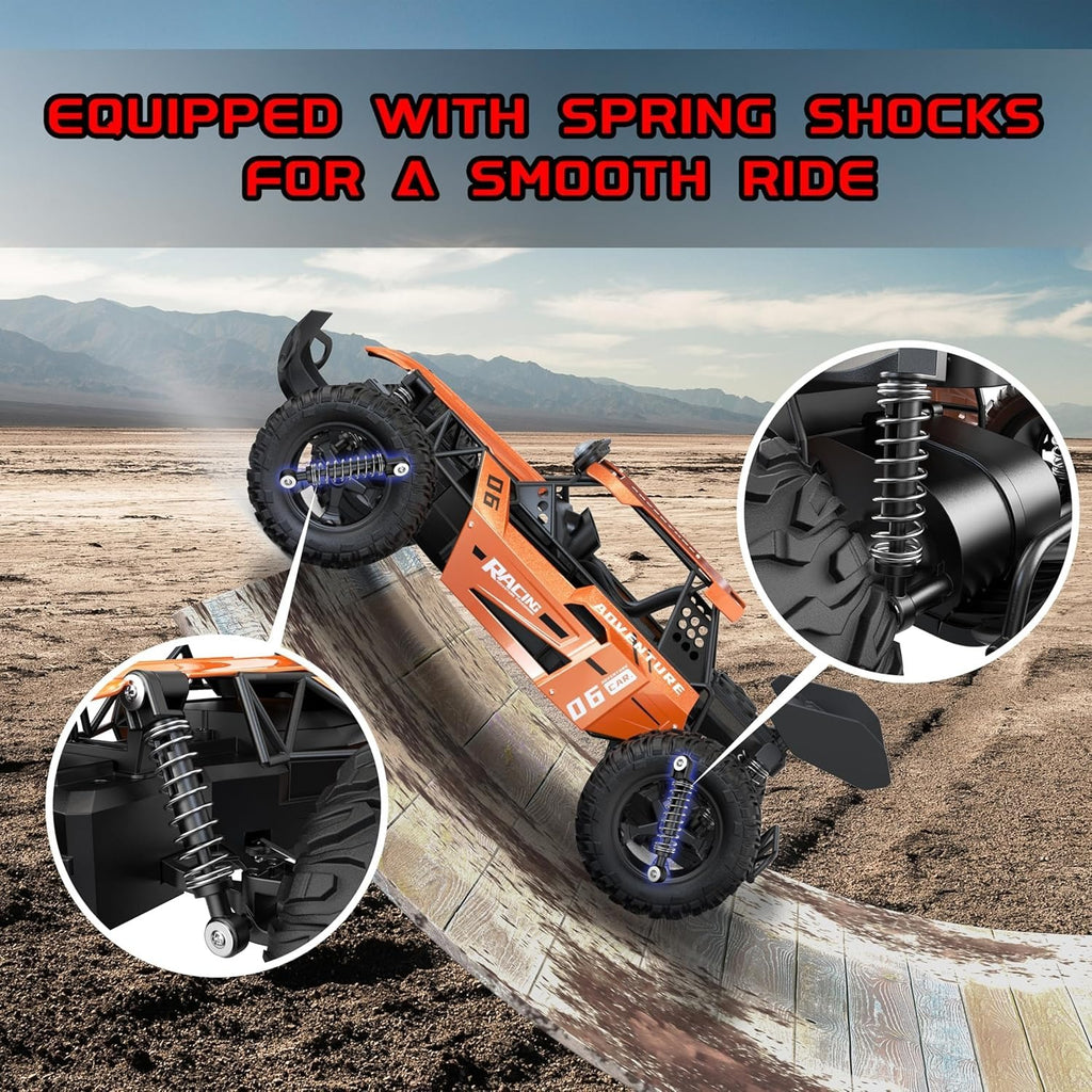 1:12 Scale Alloy RC Truck 2.4GHz High Speed 20km/h Remote Control Car RWD Metal Body Off-Road Vehicle with LED Lights, Durable Suspension, Long Range Racing Toy for Kids & Adults - 3699-057