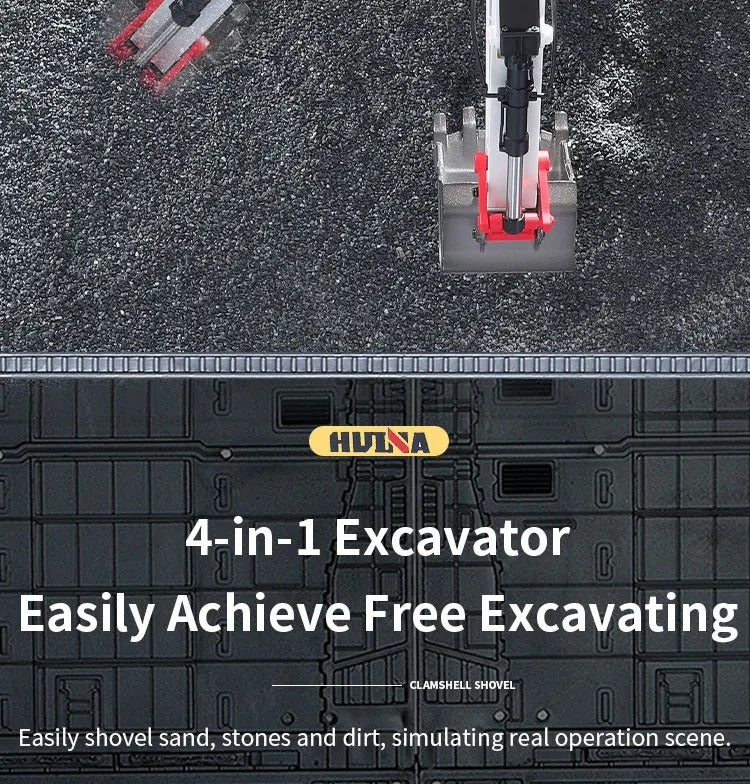 Huina 1594 - 1:14 RC Excavator 22CH Alloy Metal Construction Truck 2.4GHz 360° Remote Control Engineering Digger Toy description image 8