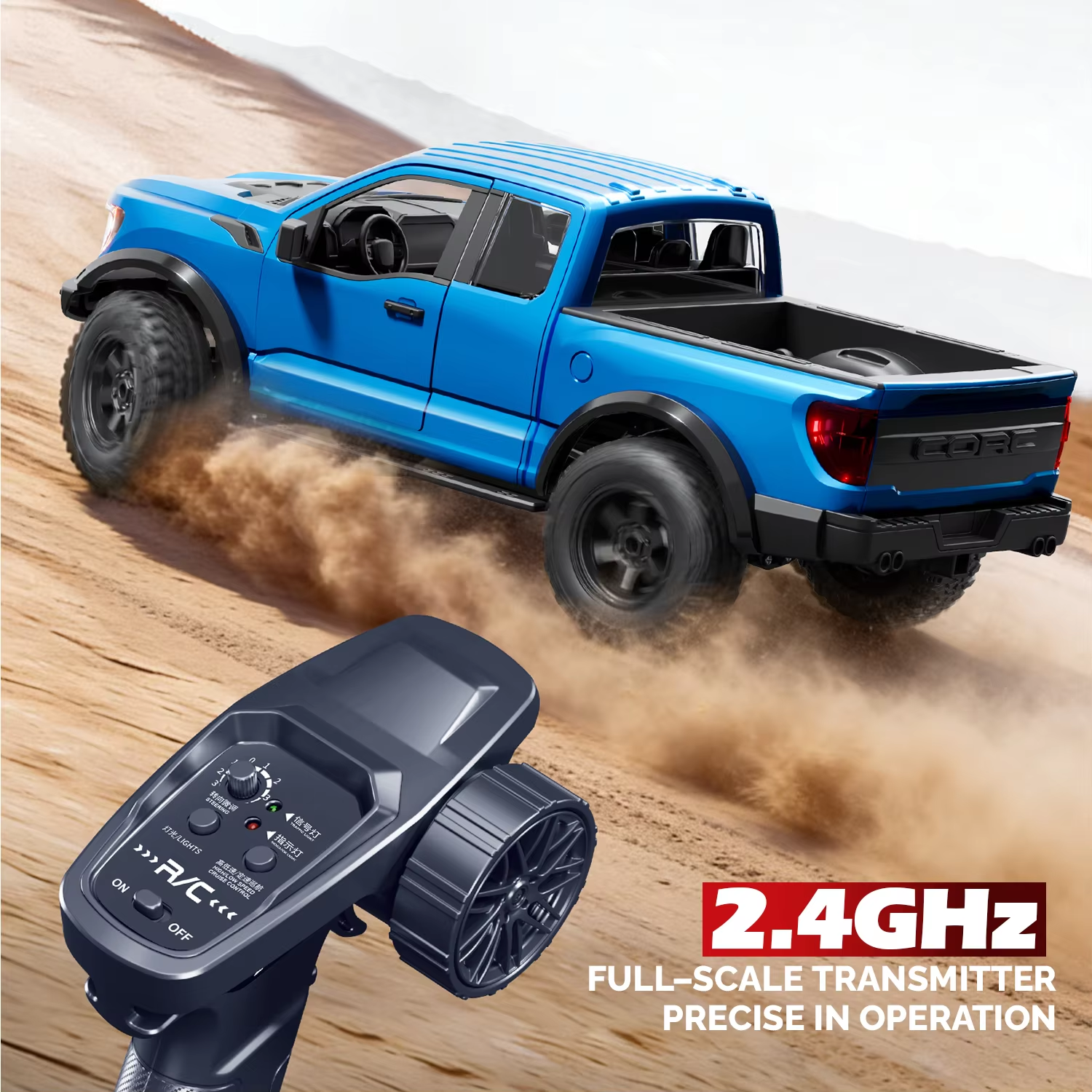 Hstar F150- 1:12 Scale Raptor 4WD RC Off-Road Truck with 2.4GHz Remote Control, Rechargeable Battery, Ready-to-Run All Terrain Remote Control Pickup Truck for Kids & Adults description image 8