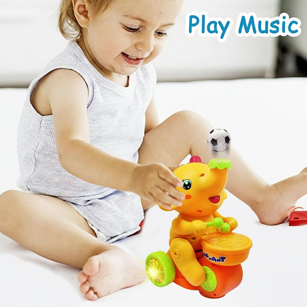 Musical Elephant Toy with Drum & Ball for Kids | Light, Sound & Rolling Action Toy for Early Learning Fun