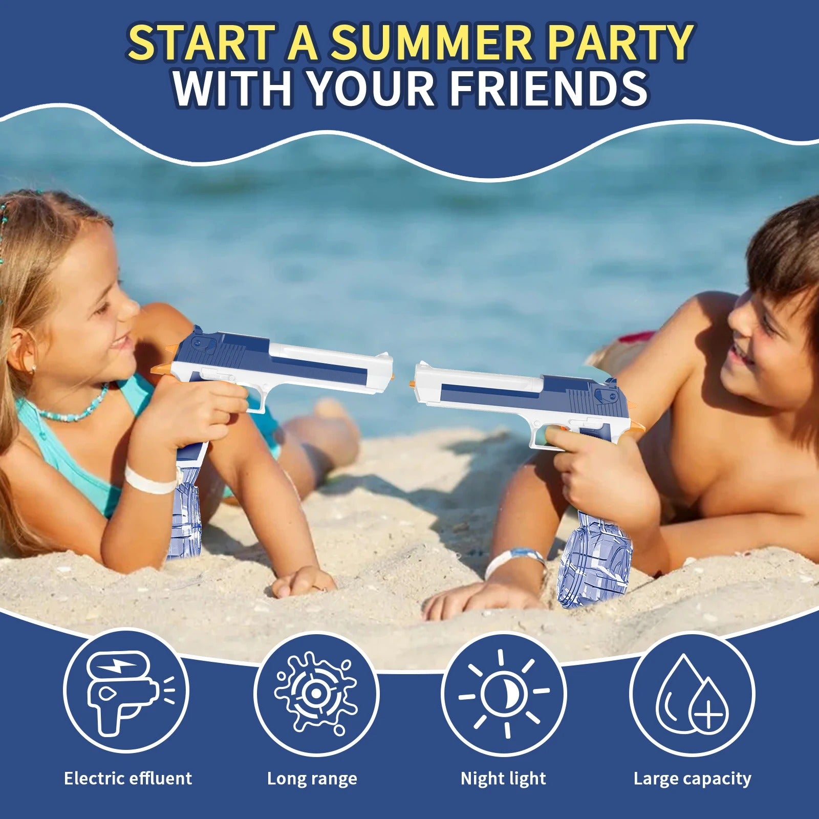 Electric Water Gun 434CC High-Capacity Rechargeable Water Blaster with Drum & Stick Magazines, LED Light, One-Touch Tank Release, Waterproof Design for Kids & Outdoor Fun - CY040 description image 8