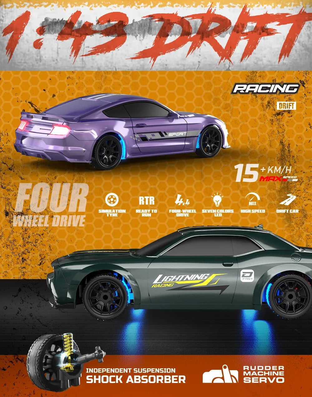 1:43 Scale 4WD RC Drift Car 2.4GHz Mini Remote Control Racing Car Toy - 8500 description image 9