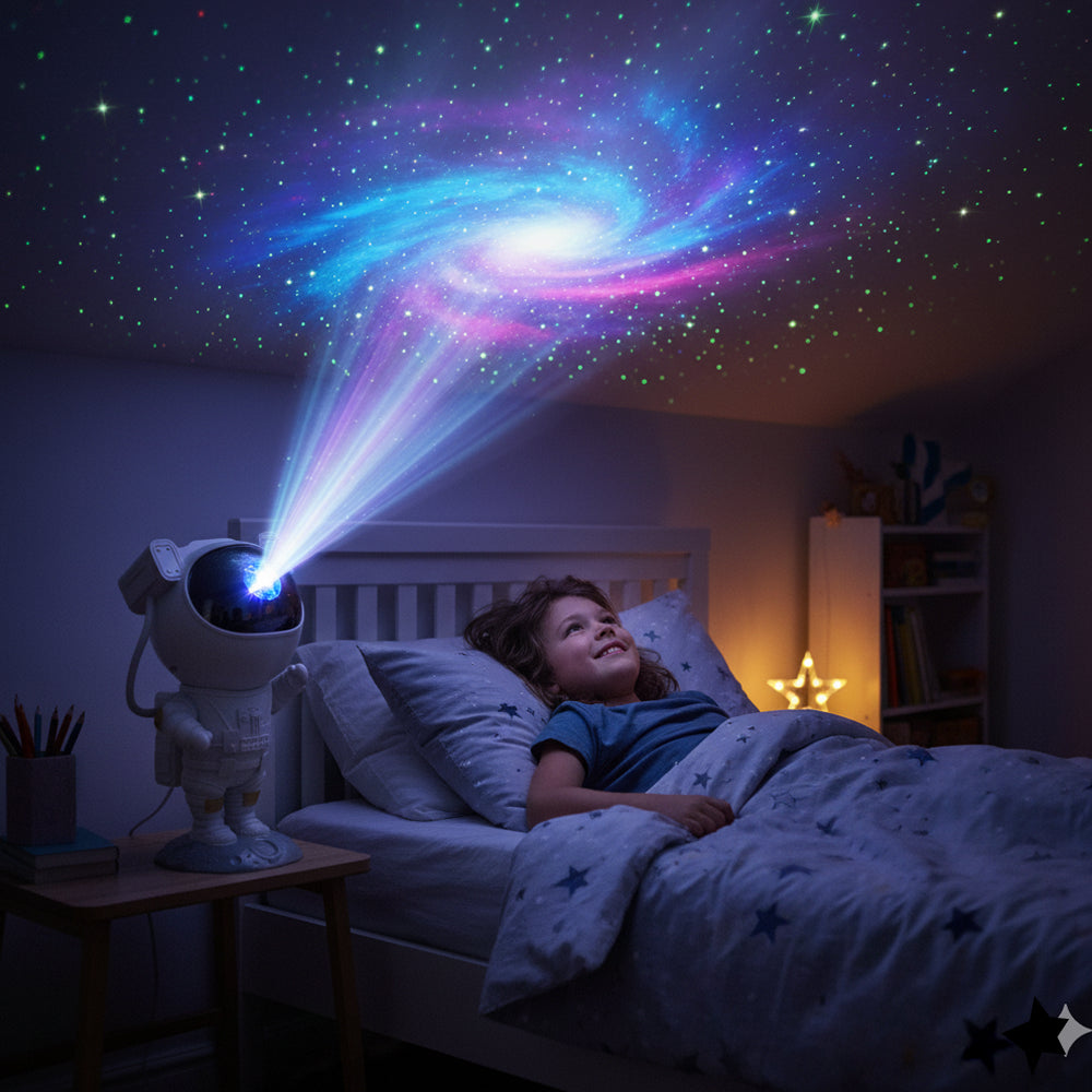 Astronaut Galaxy Star Projector Night Light with Nebula & Star Effects | LED Space Projector Lamp for Kids Bedroom, Nursery, Home Decor, Gift for Boys, Girls & Space Lovers