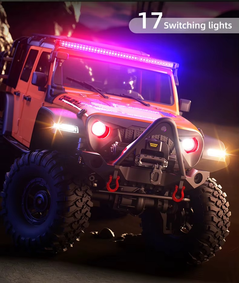 HB Toys R1012 - 1:10 4WD RC Rock Crawler Truck | Full Proportional Off-Road Climbing Car with 550 Motor, 2.4GHz Remote, LED Lights description image 9
