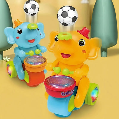 Musical Elephant Toy with Drum & Ball for Kids | Light, Sound & Rolling Action Toy for Early Learning Fun - alternate view