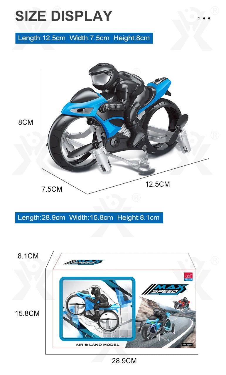 AF903 2-in-1 RC Flying Motorcycle Toy | 2.4GHz Land & Air Quadcopter with 360° Flips, LED Lights & Rechargeable Battery description image 9