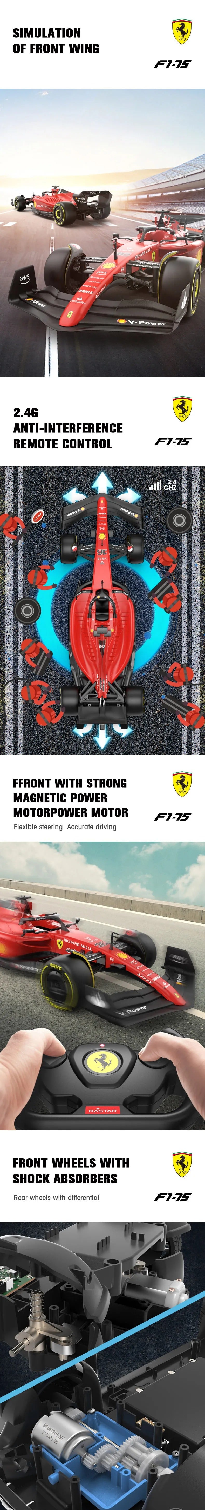 RASTAR Ferrari F1-75 RC Car, Model 99960 - 1:12 Scale Formula 1 Racing Car with 2.4GHz Remote Control, Rechargeable Battery, Forward and Reverse Drive, Left and Right Steering description image 1