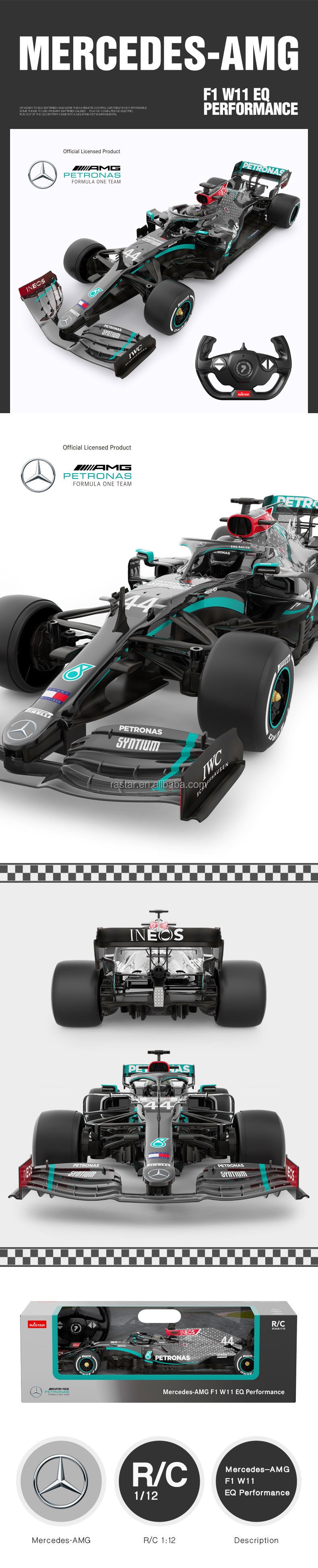 RASTAR Mercedes-AMG F1 W11 EQ Performance RC Car, Model 98460 - 1:12 Scale Formula 1 Racing Car with Remote Control, Forward and Reverse Drive, Left and Right Steering, Licensed. description image 1