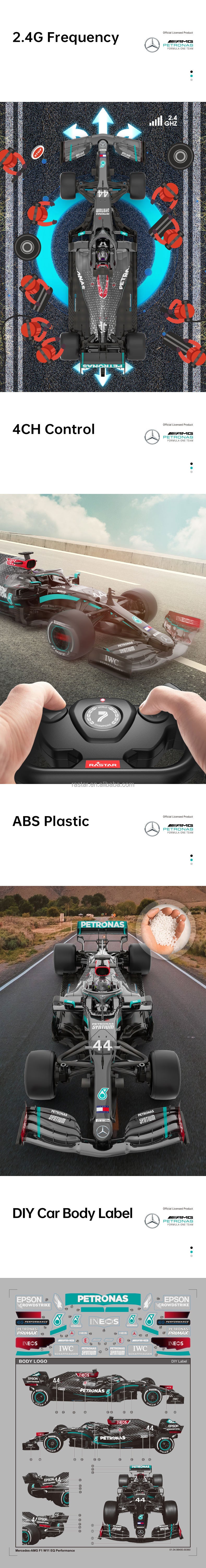 RASTAR Mercedes-AMG F1 W11 EQ Performance RC Car, Model 98460 - 1:12 Scale Formula 1 Racing Car with Remote Control, Forward and Reverse Drive, Left and Right Steering, Licensed. description image 2
