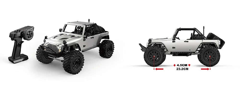 MJX Hyper Go H12Y+ - 1:12 4WD Brushless RC Crawler, 3650 3500KV Sensored Motor, 45A ESC, Aluminum Alloy Body, 20KG Metal Gear Servo, Portal Axles, 2S Battery, 2.4GHz 4CH Radio with LED Lights description image 2