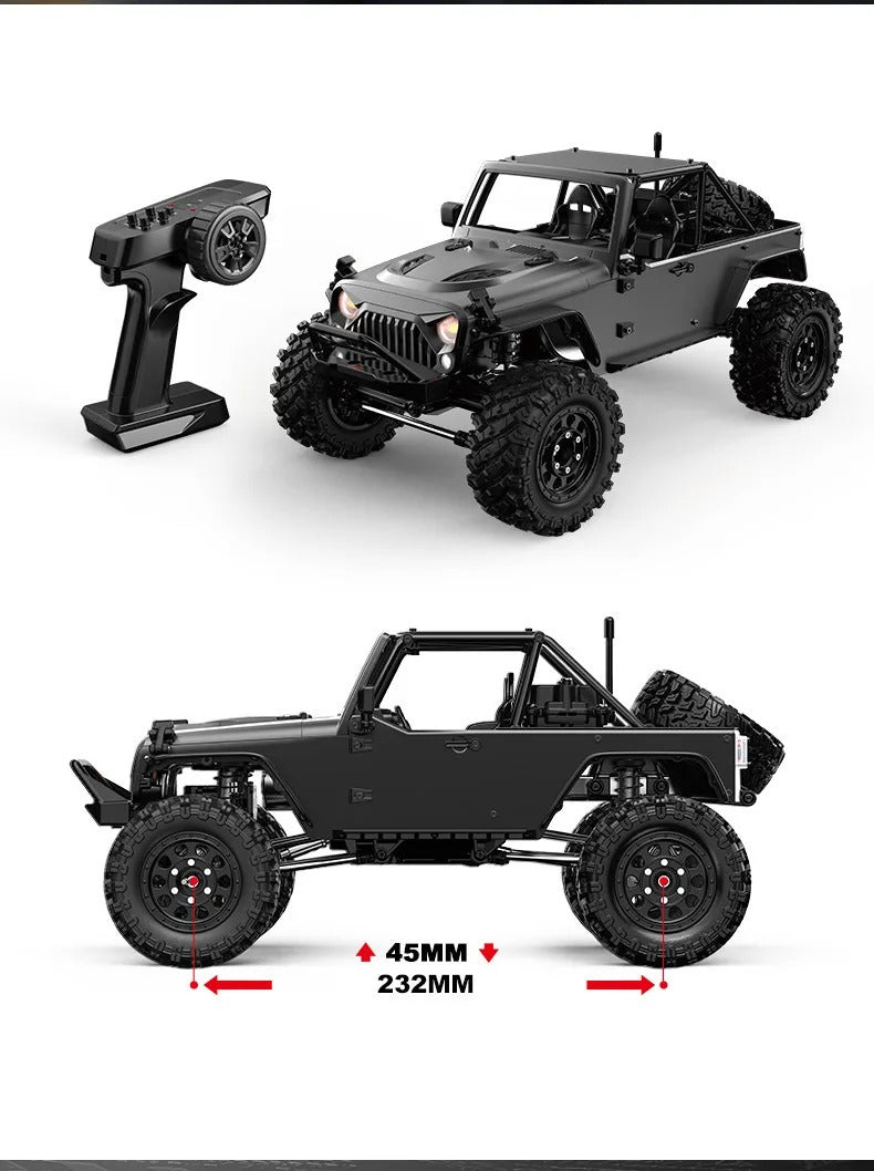MJX Hyper GO H12Y - 1:12 4WD Brushless RC Crawler, 3650 3500KV Motor, 45A Waterproof ESC, Aluminum Alloy Body Shell, 20KG Metal Gear Servo, Oil-Filled Shocks, 2.4GHz 4CH Radio description image 2