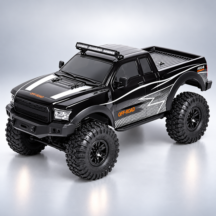 HB Toys HB-ZP1009 - 1:10 Scale 4WD RC Off-Road Climbing Truck, 15 km/h Remote Control Pickup with 540 Brushed Motor, 2.4GHz Control, LED Lights, IPX4 Splash Resistance and 7.4V Battery
