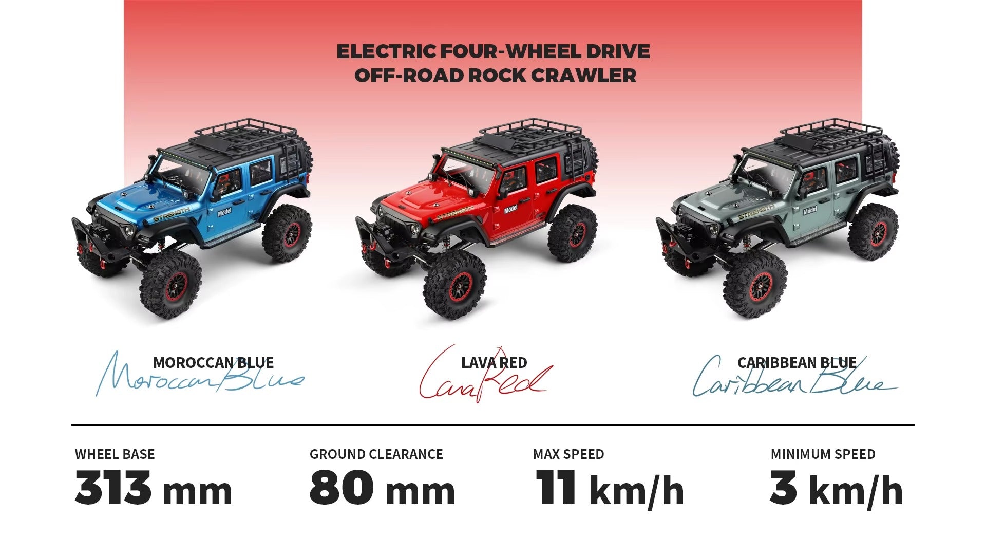 WLtoys 104006 - 1:10 4WD RC Rock Crawler, 2.4GHz Digital Display Remote, 550 Brushed Motor, 2-Speed Gearbox, Front & Rear Differential Locks, Portal Axles, Electric Winch, LED Lights & 7.4V Battery description image 3