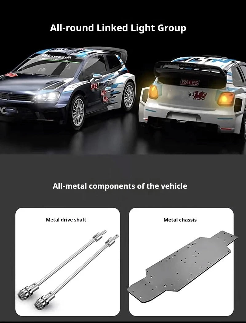 MJX Hyper Go 7304-DC Volkswagen Polo R WRC 1:7 4WD Brushless RC Rally Car, 3974 2500KV Sensored Motor, 120A ESC, 35KG Metal Servo, Metal Drivetrain, 4S 5000mAh Battery, Charger description image 3