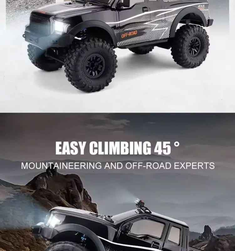 HB Toys HB-ZP1009 - 1:10 Scale 4WD RC Off-Road Climbing Truck, 15 km/h Remote Control Pickup with 540 Brushed Motor, 2.4GHz Control, LED Lights, IPX4 Splash Resistance and 7.4V Battery description image 3