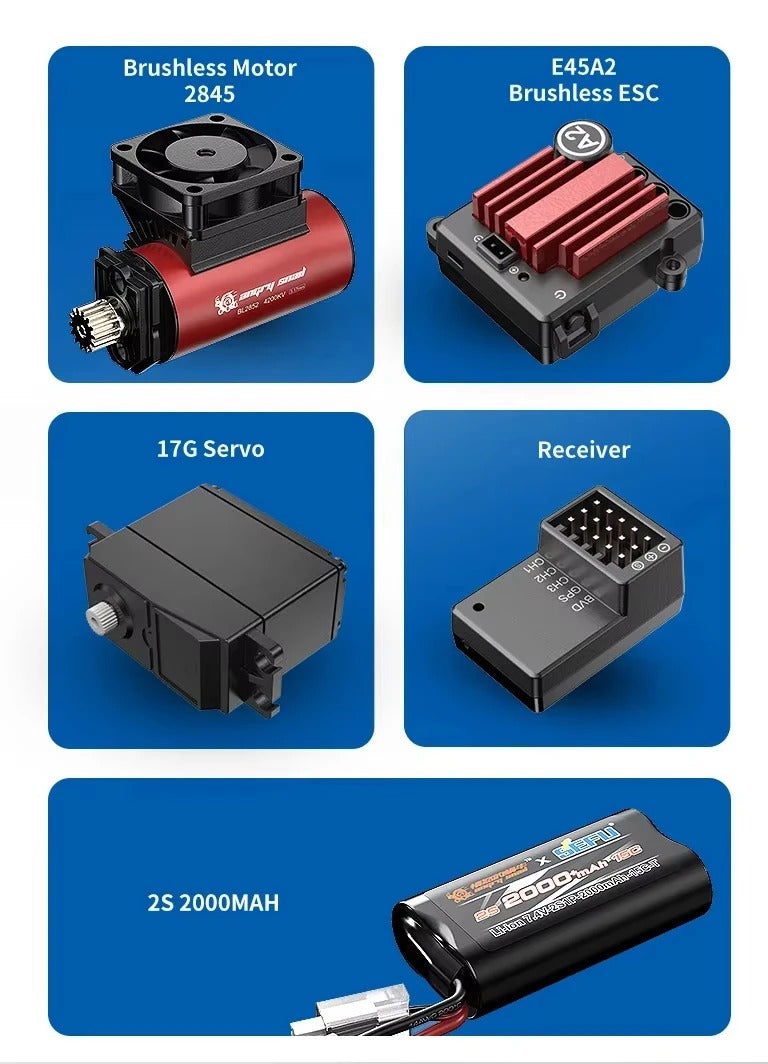 MJX Hyper Go 16212 - 1:16 4WD Brushless RC Truggy, 2845 4300KV Motor, 45A ESC, Metal Drivetrain, Oil-Filled Shocks, 17G Digital Servo, 2S 2000mAh LiPo Battery, 2.4GHz Radio, LED Lights description image 3