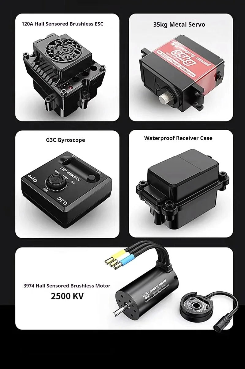 MJX Hyper Go 7304-DC Volkswagen Polo R WRC 1:7 4WD Brushless RC Rally Car, 3974 2500KV Sensored Motor, 120A ESC, 35KG Metal Servo, Metal Drivetrain, 4S 5000mAh Battery, Charger description image 4
