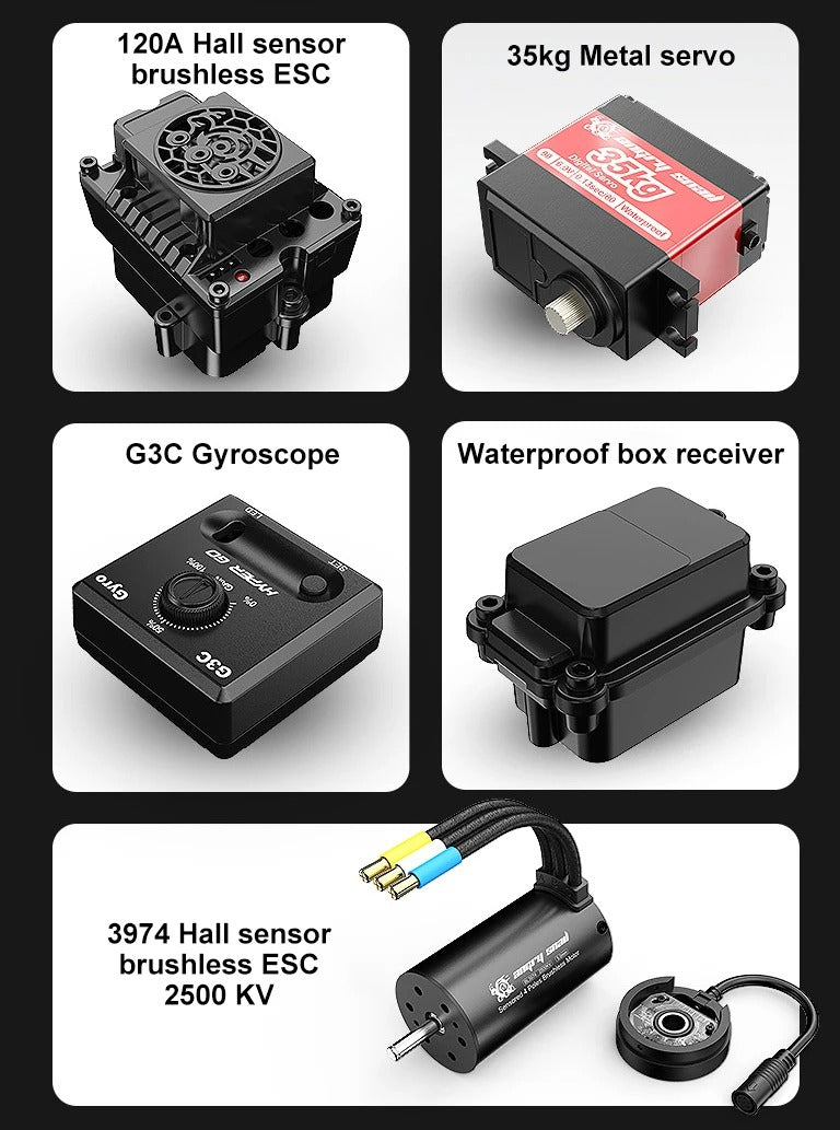MJX Hyper Go 7303DC - 1:7 Citroën C3 WRC 4WD Brushless RC Rally Car, 3974 2500KV Sensored Motor, 120A ESC, 35KG Metal Servo, G3C Gyro, Triple Metal Differentials, 4S Battery & Charger description image 4