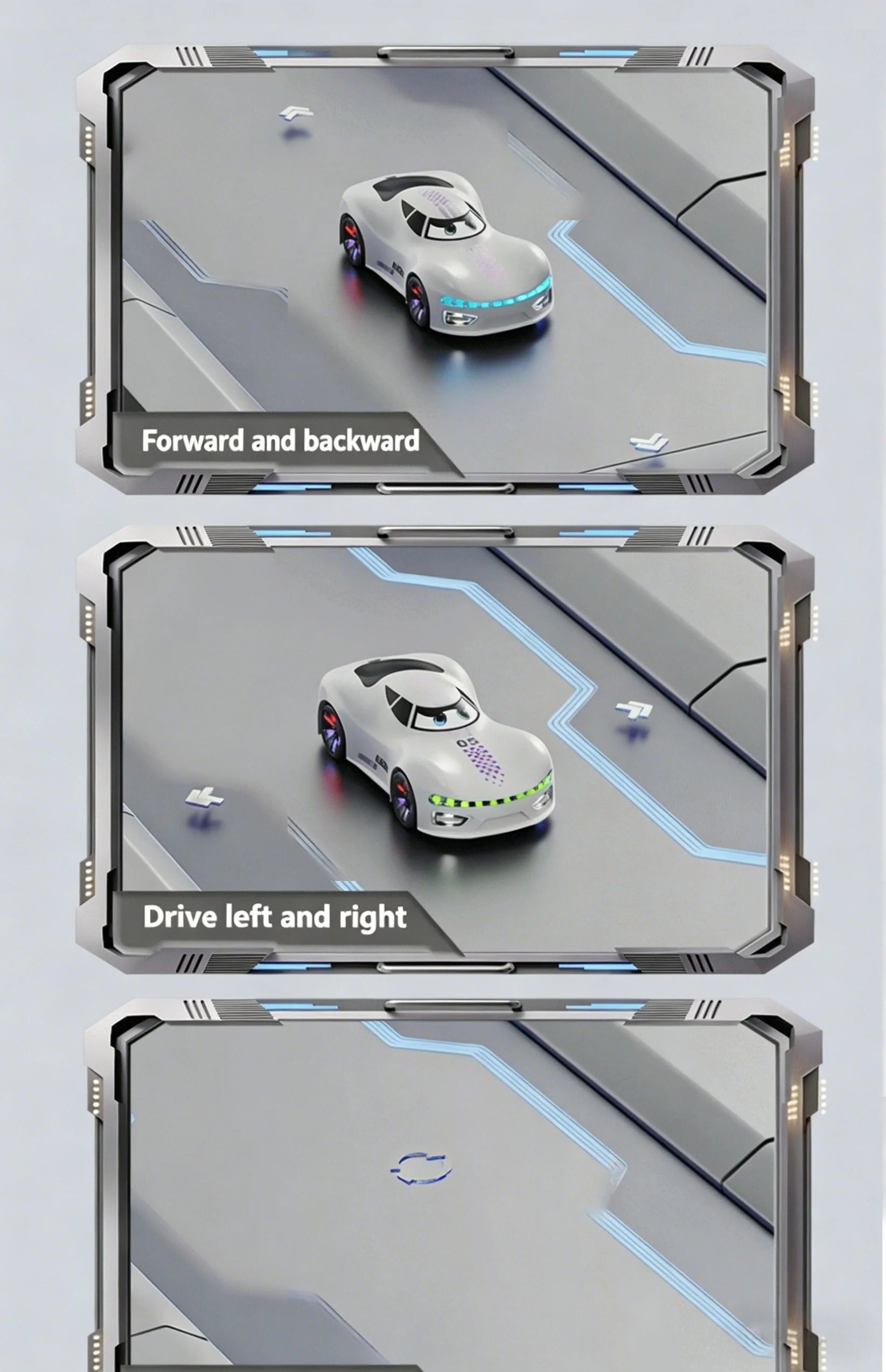 NEW ENERGY Drift Spray Remote Control Stunt Car for Kids, 4WD Rechargeable Sci-Fi Racing Car with 360° Rotation, Mecanum Wheels, Voice Control, Music, LED Lights and Water Spray Effect description image 4
